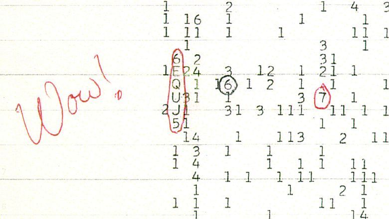 Sygnał Wow! odebrany przez dr. Ehmana przy pomocy radioteleskopu The Big Ear, prowadzącego nasłuch nieba w ramach programu SETI