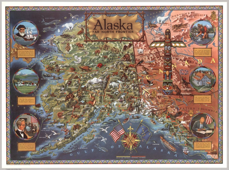 Kolorowa mapa Alaski z 1959 roku