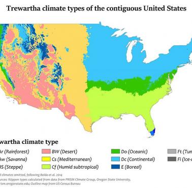 Typu klimatów USA opracowana przez Glenna Thomasa Trewartha w 1966 roku, poprawiona wersja systemu Köppena.