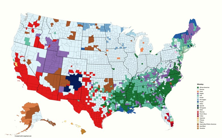 Etno-rasowa mapa USA