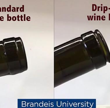 Projekt butelki, z której nie kapie wino. Butelkę stworzył fizyk z Brandeis University Daniel Perlman.