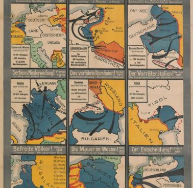 Propagandowy plakat „Droga do pokoju!” 1918, Niemcy, promowanie postępów państw centralnych i niemieckiej ofensywy wiosennej
