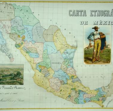 Mapa etniczna Meksyku z 1865 roku