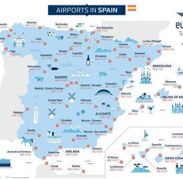 Umiejscowienie lotnisk w Hiszpanii