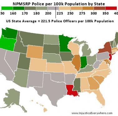 Liczba policjantów w USA na 100 tys. mieszkańców