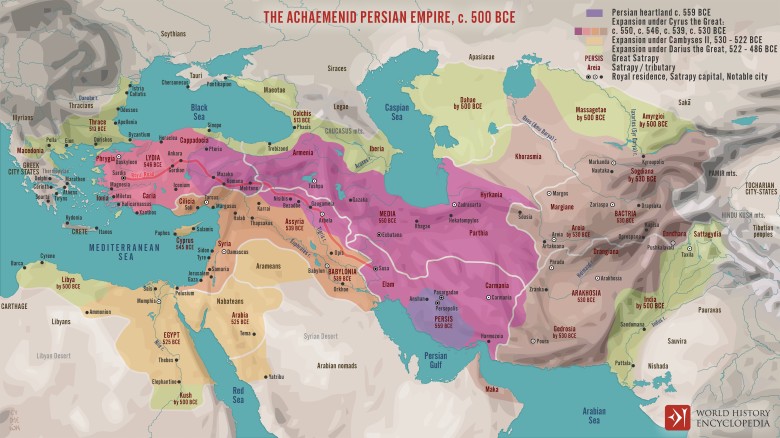 Imperium Achemenidzkie (starożytna Persja) ok. 500 rok p.n.e.