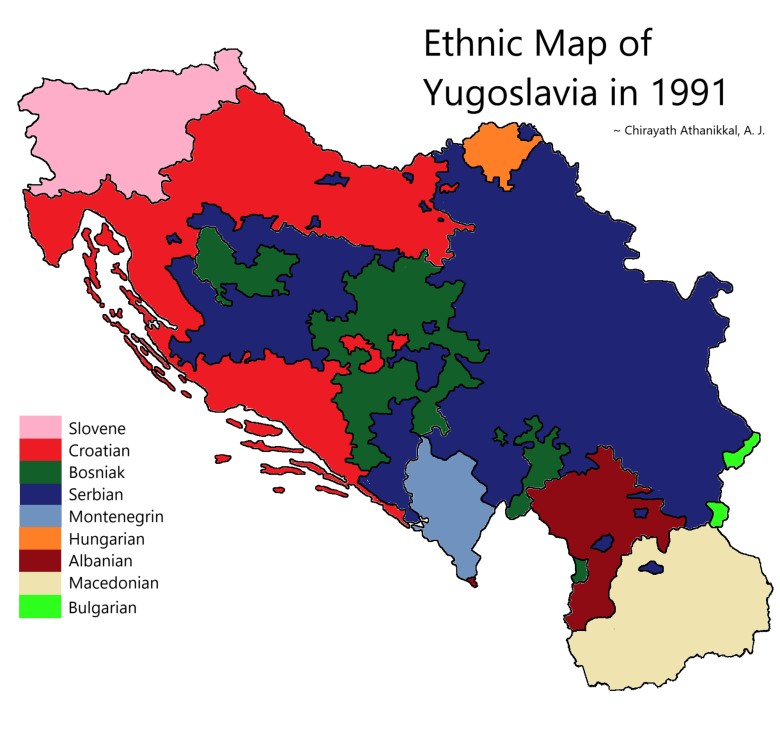 Mapa etniczna Jugosławii, 1991