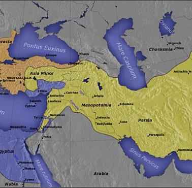 Państwo Seleucydów (kolor żółty) po bitwie pod Ipsos (301 p.n.e.)