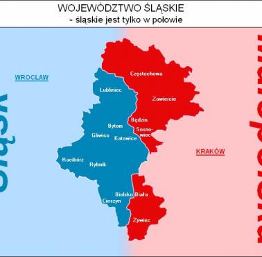 Zasięg województwa śląskiego i małopolskiego