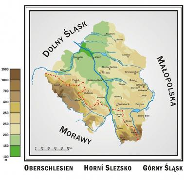 Mapa fizyczna Górnego Śląska