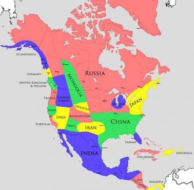Różnorodność klimatyczna Ameryki Północnej w odniesieniu do różnych krajów Azji i Europy