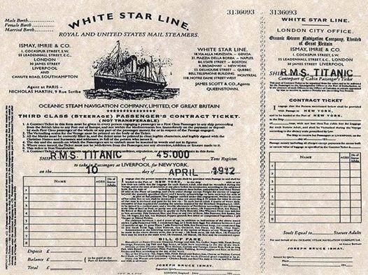 Bilet na pierwszy i jak się okazało ostatni rejs RMS Titanic
