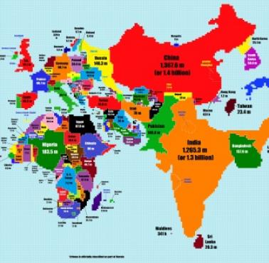 Populacja poszczególnych państw świata w 2015 roku