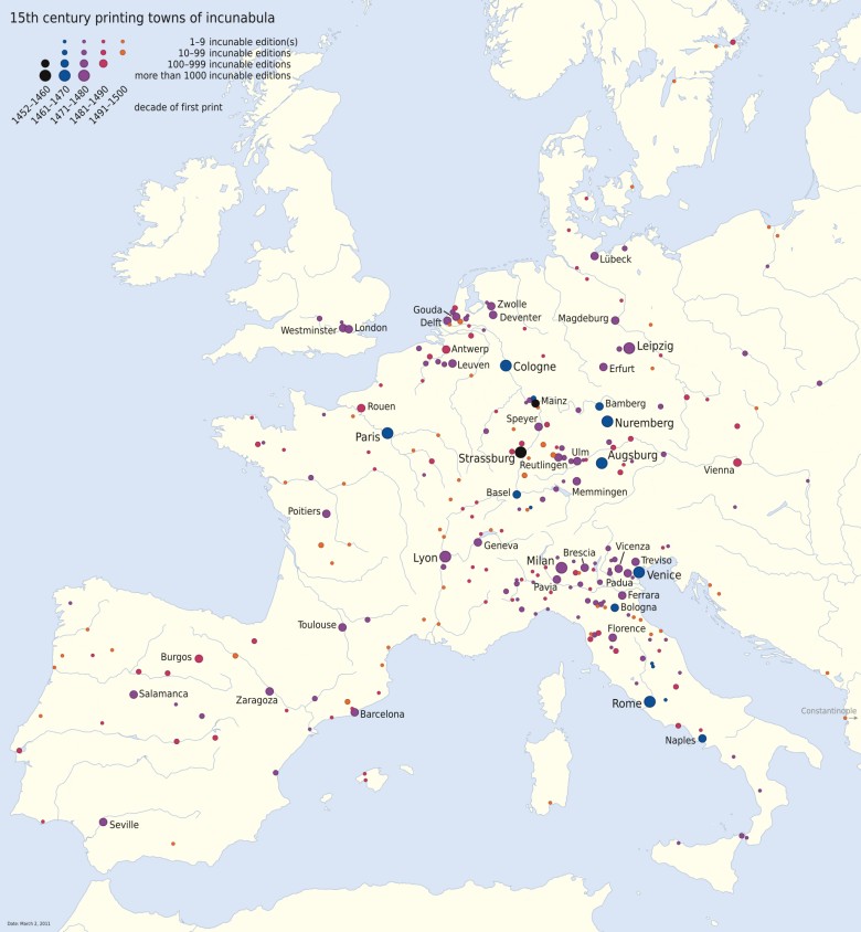 Rozprzestrzenianie się prasy drukarskiej w latach 1452-1500