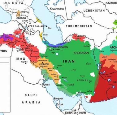 Zasięg języka perskiego (obecny Iran)