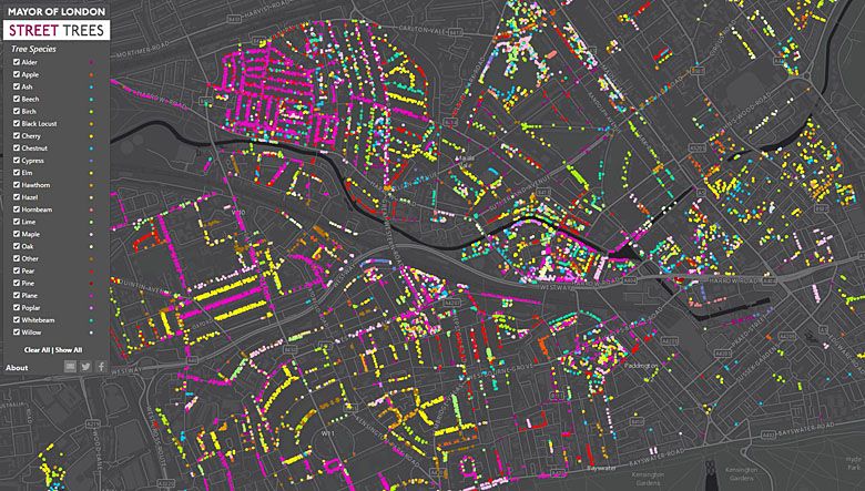 Mapa londyńskich drzew