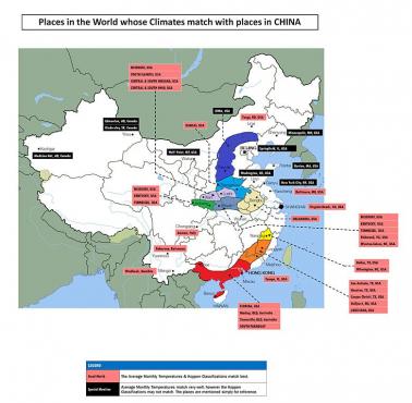Klimat Chin w odniesieniu do klimatu innych miejsc na świecie