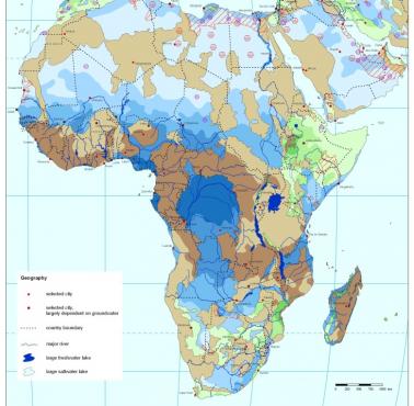 Mapa wód gruntowych Afryki