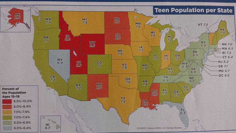 Nastoletnia populacja w USA, 2020