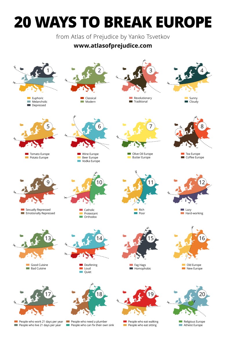 20 różnych podziałów Europy