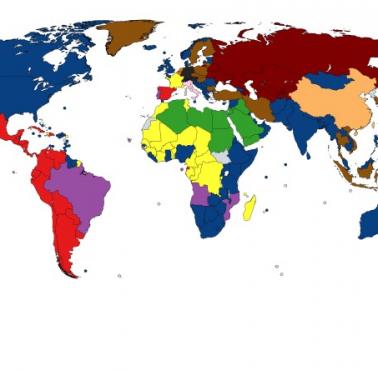 Najpopularniejsza wersja językowa Wikipedii w poszczególnych krajach świata (dane lipiec 2009 - grudzień 2013)