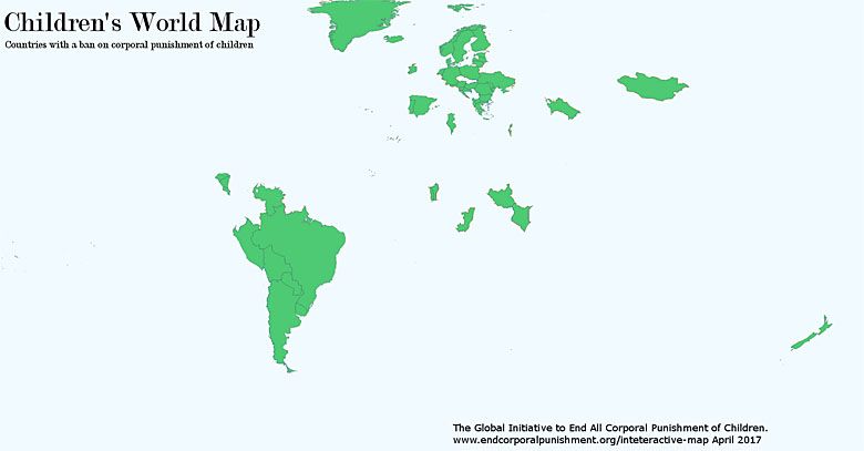Kraje z zakazem kar cielesnych w stosunku do dzieci (2017)
