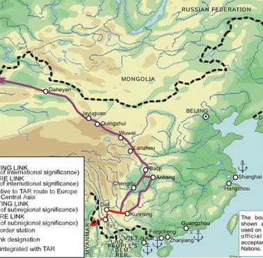 Sieć kolejowa w Azji Południowo-Wschodniej (prowincja Yunnan)