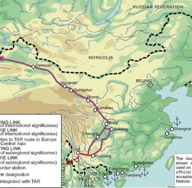 Sieć kolejowa w Azji Południowo-Wschodniej (prowincja Yunnan)