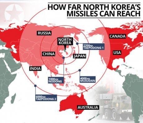 Zasięg koreańskich pocisków balistycznych