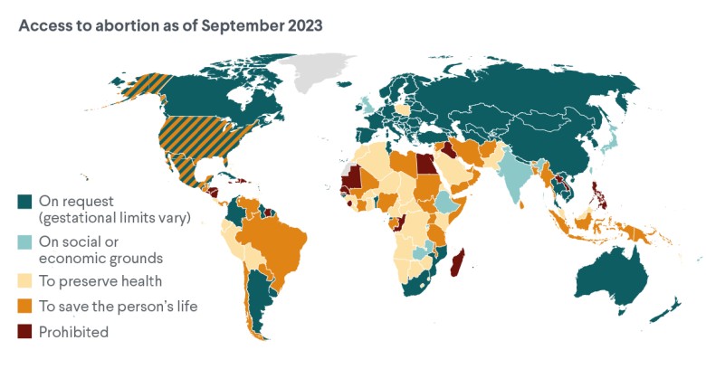 Dostęp do aborcji na świecie, 2023
