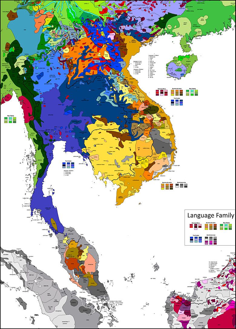 Mapa języka południowo-wschodniej Azji