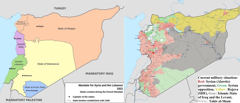 Porównanie francuskiego mandatu z 1922 r. dla Syrii i Libanu oraz obecna syryjska wojna domowa