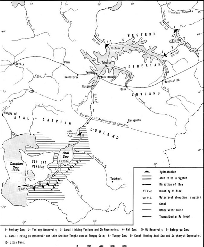 Proponowany plan odwrócenia rzek Ob i Jeniseju do Azji Środkowej (1949)