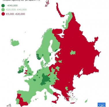 Najbiedniejsze regiony Europy według PKB na mieszkańca (dane za 2015 Eurostat)