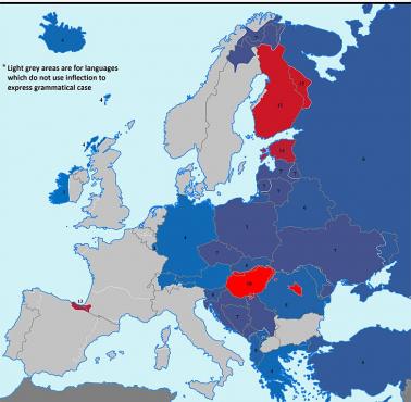 Liczba przypadków gramatycznych w językach europejskich