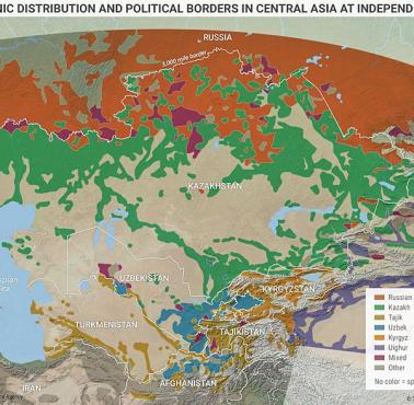 Etniczna i polityczna mapa Centralnej Azji