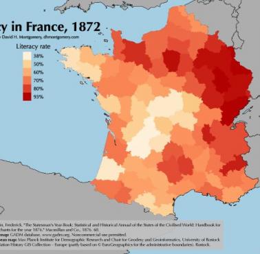 Analfabetyzm we Francji w 1872 roku