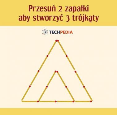 Przesuń 2 zapałki aby stworzyć 3 trójkąty