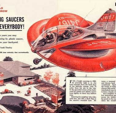 Świat przyszłości z 1957 roku ''Flying Saucers for Everybody!''