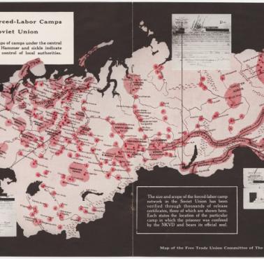 Mapa sowieckich rosyjskich gułagów, 1951, Izaak Don Levine