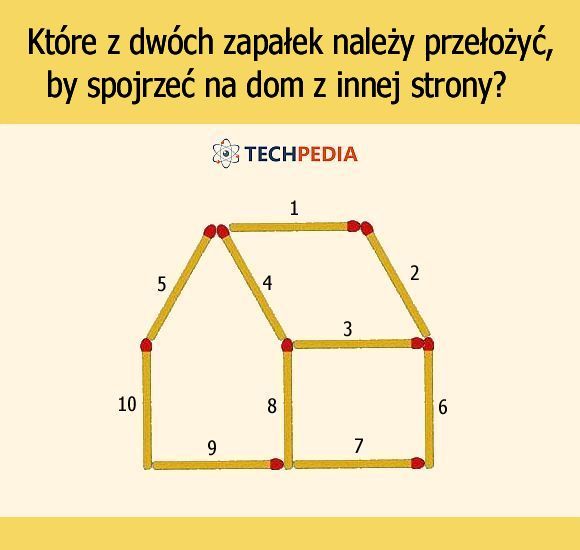 Które z dwóch zapałek należy przełożyć, by spojrzeć na dom z innej strony?