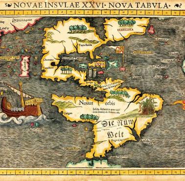 Pierwsza mapa Ameryki Północnej wykonana przez Sebastiana Munstera w 1540 roku