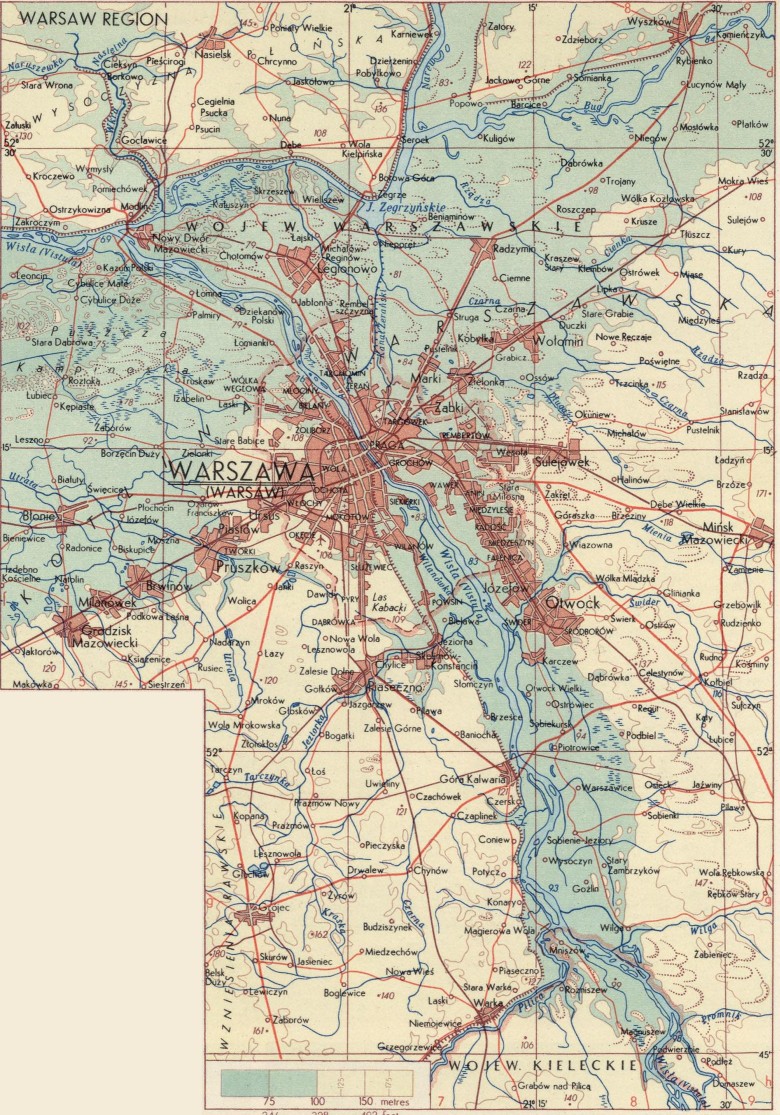 Mapa Warszawy i okolic z 1967 roku