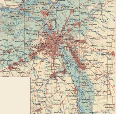 Mapa Warszawy i okolic z 1967 roku