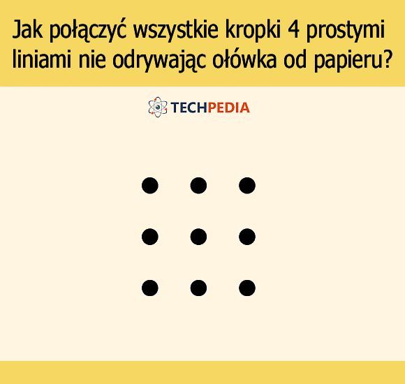 Jak połączyć wszystkie kropki 4 prostymi liniami nie odrywając ołówka od papieru?