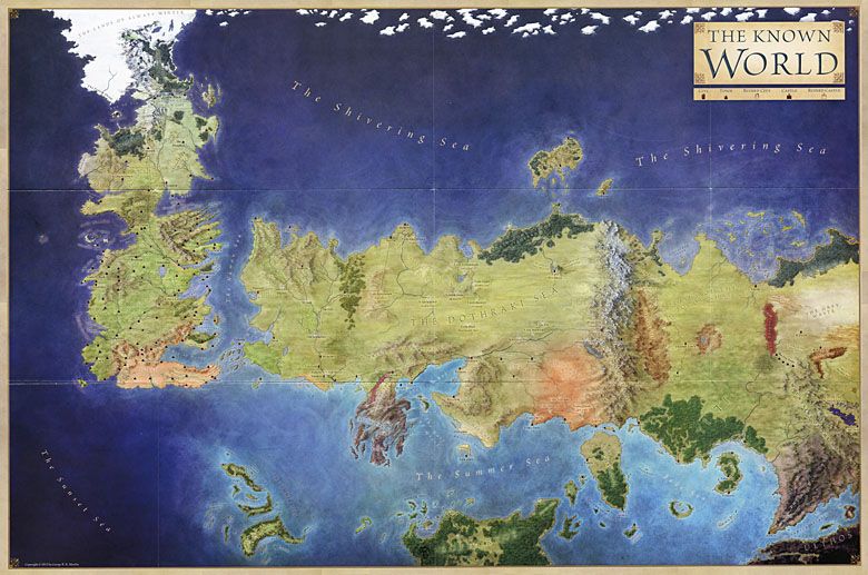 Mapa świata z serii książek George R.R. Martina The World of Ice & Fire