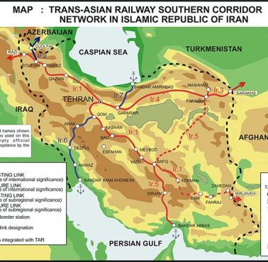 Sieć transportowa w Iranie (istniejąca i planowana)
