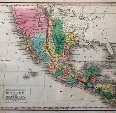 Mapa Meksyku z 1832 roku, jeszcze z Teksasem i Kalifornią