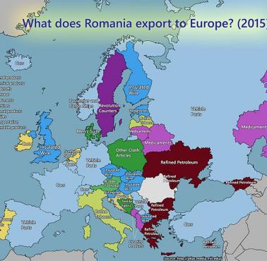 Rumuński eksport do poszczególnych europejskich krajów w 2015 roku