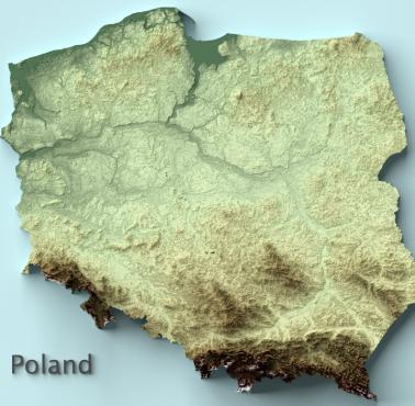 Topograficzna mapa Polski (reliefowa)